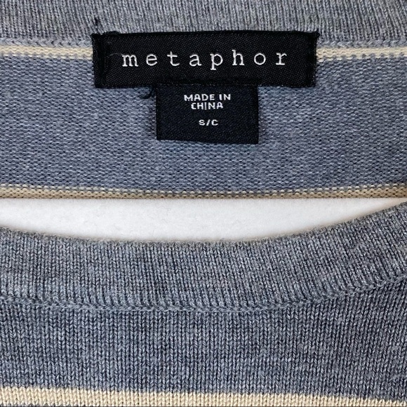 Metaphor Size Small Gray & Tan Striped Long Sleeve Scoop Neck Knit Maternity Top - Picture 7 of 10